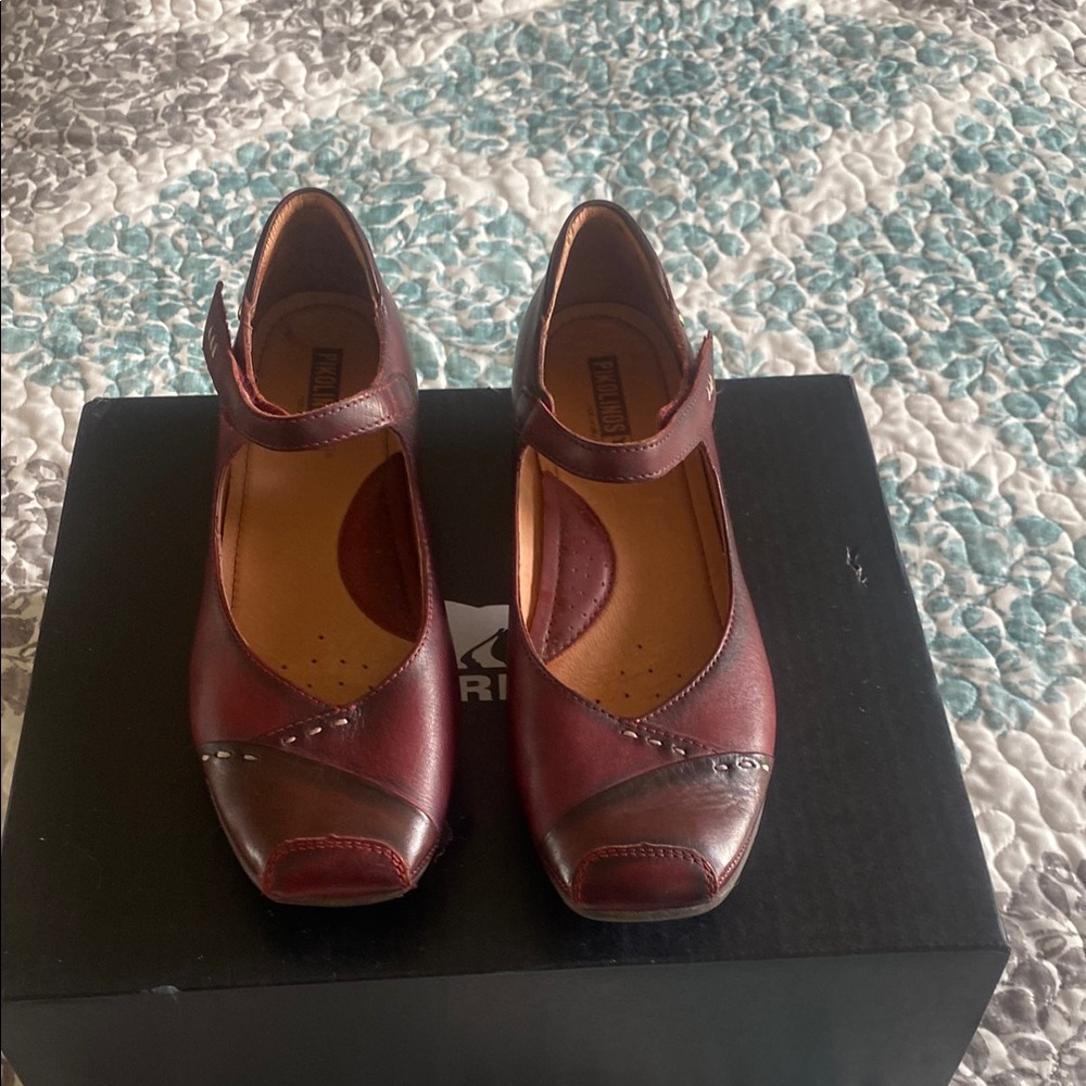 Pikolinos Brown Chunky Heel Mary Jane Shoes